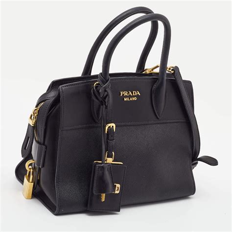 Esplanade leather handbag Prada Black in Leather 